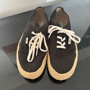 Vans Authentic Espadrille Black Canvas Low Top Sneakers UltraCush Women 8 721454